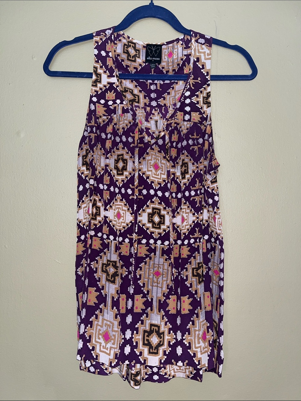 Ella Moss Purple Geometric Tank Dress with Neutral Accents